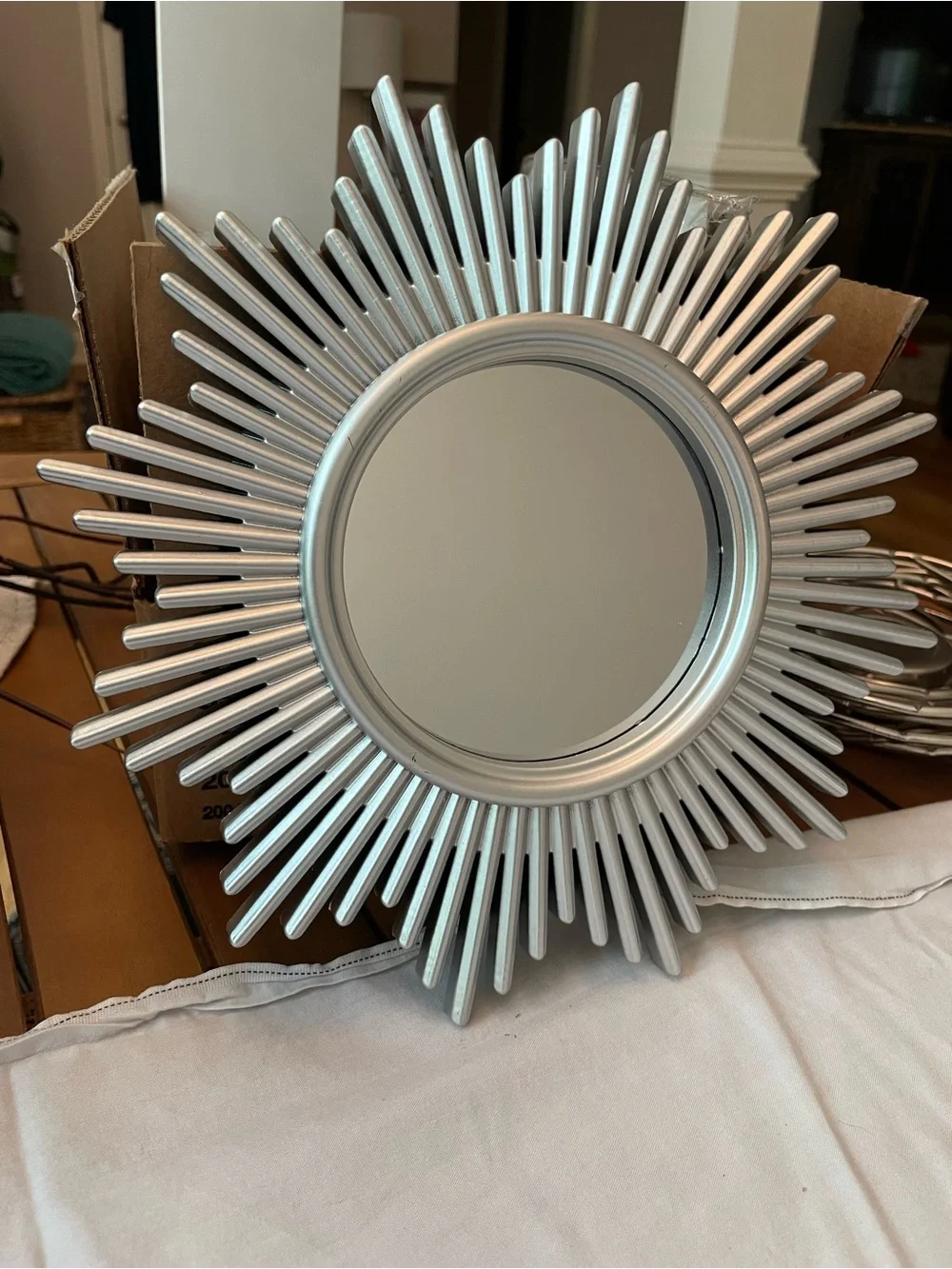 Decorative Silver Sunburst and Floral Wall Mirror Set - Home Wall Decor